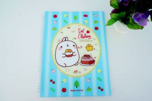 Molang A4 Paper Clear Ring File Folder, Office Documents File Cover : Blue Cake