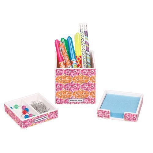 New JONATHAN ADLER 3 piece desk set pencil holder Featured in Circle Ornaments