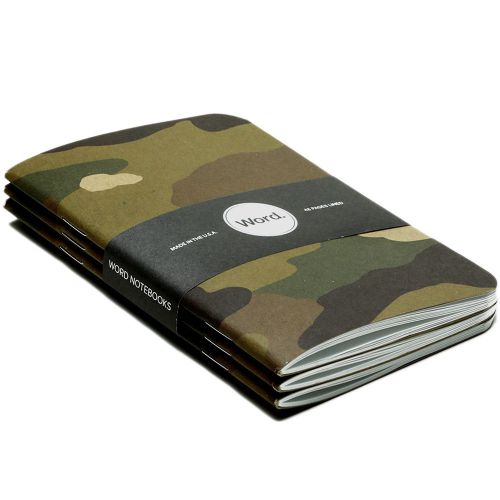 Word. Traditional Camo 3 Pack Lined Acid Free Recycled Pocket Notebook Journal