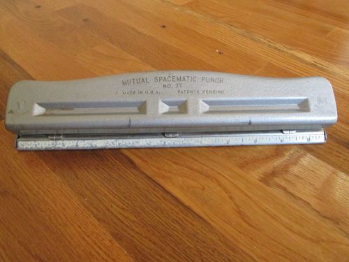 Vintage industrial steampunk metal mutual spacematic punch paper 3 hole punch 27 for sale