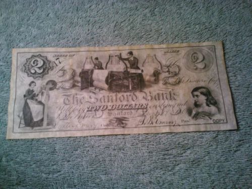 Old Union State Currency $2 two doller large size note bank paper  rare copy