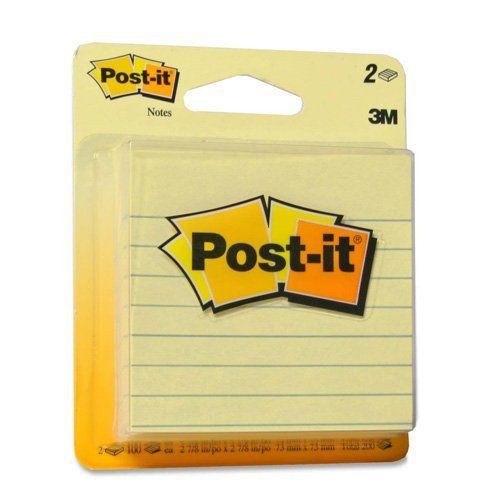 Post-it Notes, 3M,  2 7/8 In. x 2 7/8 In., Lined, Yellow, 2x100 Sheet 630PK2