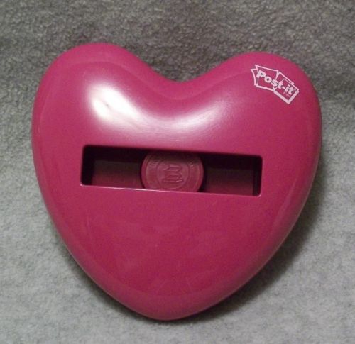 Post-It Pink Heart Pop-up 3&#034; x 3&#034; Note Dispenser Acrylic Holder Weighted Bottom