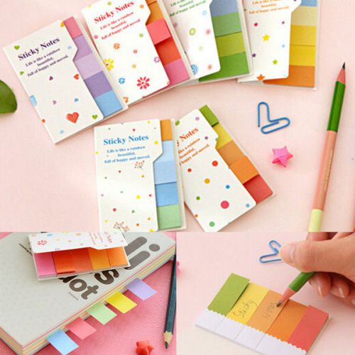 2PCS Rainbow Mini Sticker Post It Bookmark Marker Flags Index Tab Sticky Notes