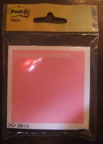 3M Post-it Notes Pink #wordsofwisdom - 1 Pad - 100 Notes - 2.9 in x 2.8 in