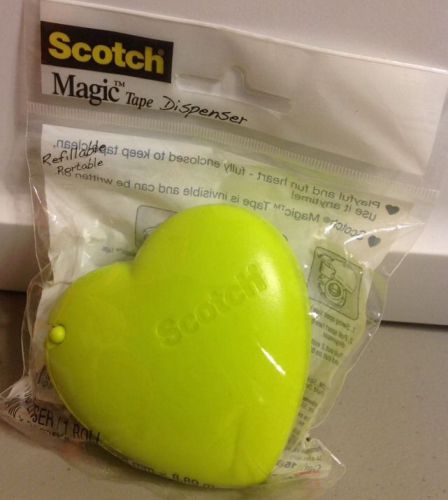 Scotch Magic Tape Green Dispenser Heart Shape New Free Shipping 9.72 YD Tape