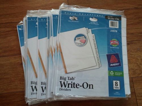 Avery Advantages Big Tab Write-on Dividers 23078 each ste of 8 Tabs lot of 19