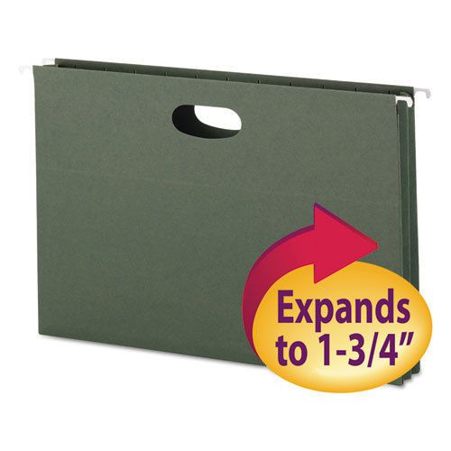 1 3/4 inch hanging file pockets with sides, legal, standard green, 25/box for sale