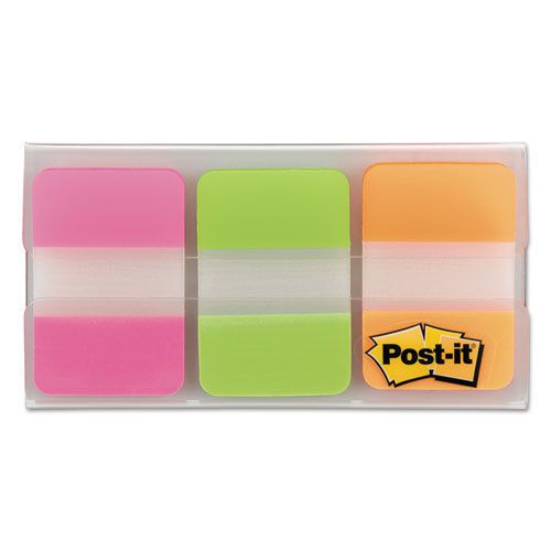Durable File Tabs, 1 x 1 1/2, Assorted Fluorescent Colors, 66/Pack