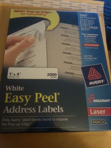 Avery Easy Peel Address Labels - 2000/Box - White - Laser - 1x4 - 5161 - NIB