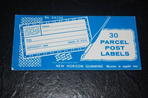 VINTAGE 1966 PARCEL POST LABELS PACK OF 30 POST OFFICE SUPPLIES GUMMING POSTAL