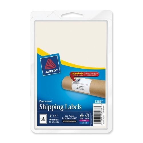 Avery Shipping Labels with Trueblock Technology -3&#034;Wx4&#034;L - 40 / Pack