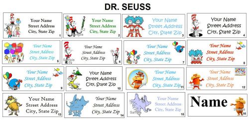 *CUTE * Dr. Seuss Cat in the Hat, Lorax Address Labels &amp; Name Stickers