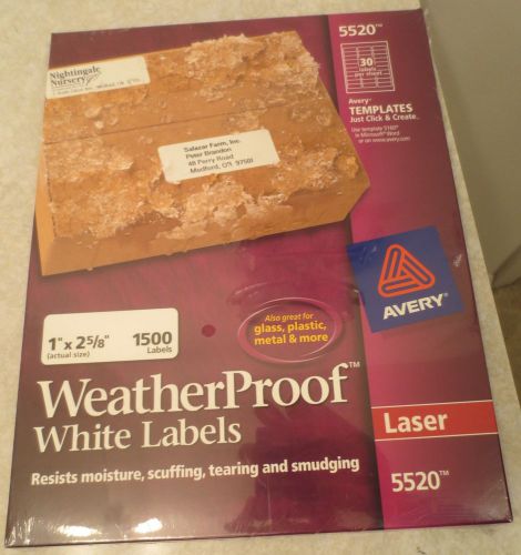 Avery Weather Proof Mailing Label - 1&#034; Width x 2 5/8&#034; Length 30/sht 1500 labels