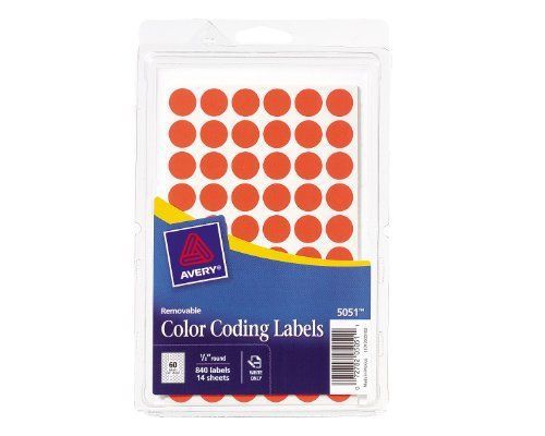 Avery Round Color-coding Label - 0.50&#034; Diameter - 800 / Pack - Circle (ave05051)