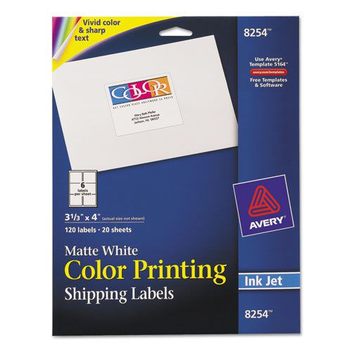 Inkjet Labels for Color Printing, 3-1/3 x 4, Matte White, 120/Pack