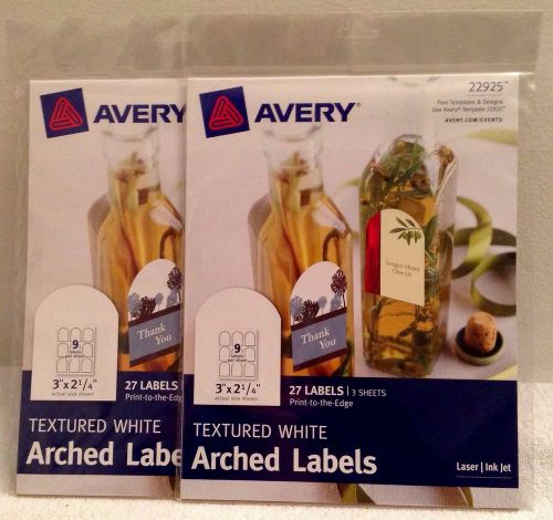 &#034;2 Pack&#034; of Avery 22925 (Print-to-the-Edge) Textured White Arched Labels