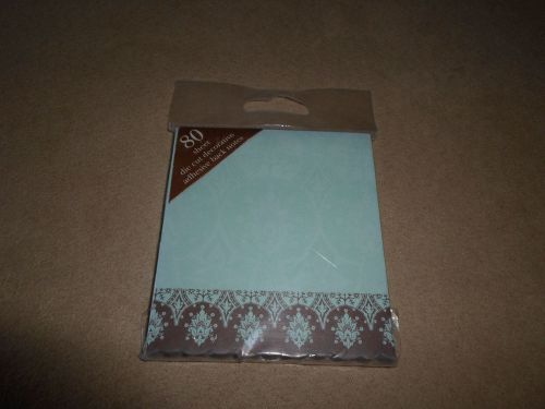 Teal &amp; Brown 80 Sheet Die-Cut Decorative Adhesive Back Note Pad, NEW IN PACKAGE!