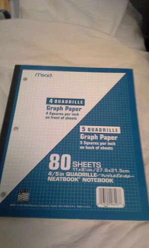 Mead 80 Sheets Graph Paper,2-SIDE,4in/5sin QUADRILLE,11x8.5, Wireless Notebook