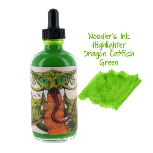 Noodler&#039;s Ink Bottled Ink, 4.5 oz. w/ Free Pen, Highlighter Dragon Cat Green