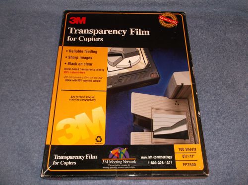 3M TRANSPARENCY FILM FOR COPIERS PP2500 - 100 SHEET PACK - NEW IN OPEN BOX