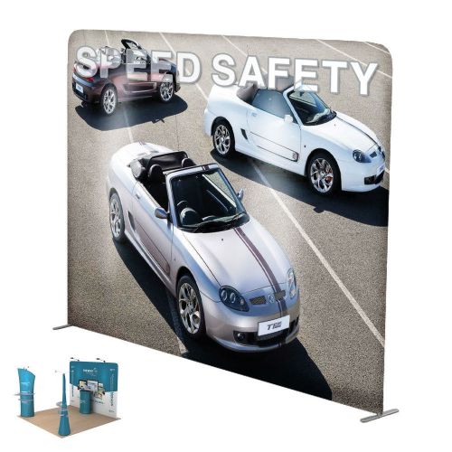 8ft Straight Easy Tube Fabric Tension Display Wall (Graphics Included) + 2 light