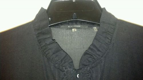 Elie Tahari Black Sheer Silk Long Blouse/Tunic M 8/10/12 shirt/top L/S