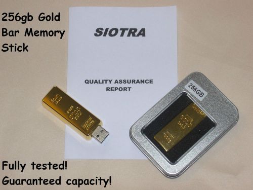 256GB USB 2.0 Gold Bar Flash Drive, FULLY PLUG &amp; PLAY, TESTED &amp; GUARANTEED !!