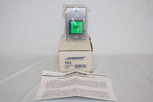 Securitron pb2e green exit push button 2&#034; sq. momentary single gang new for sale