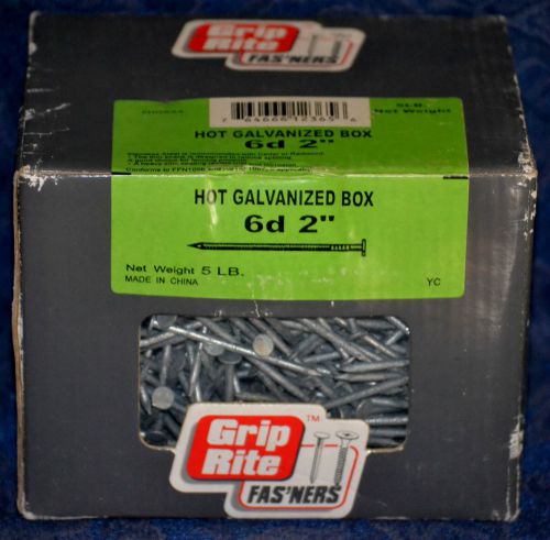 GRIP-RITE Hot Galvanized Box 6D-2&#034;  NAILS, 5 LB BOX, FREE SHIPPING