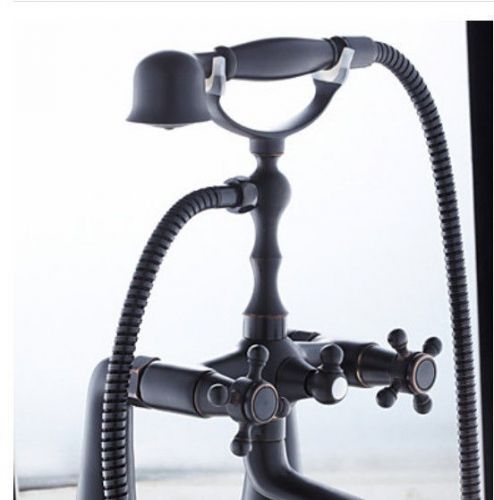 Oil Rubbed Bronze Finish Deck Mounted Bathroom Bathtub Faucet w/handheld Shower