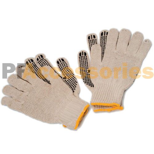 2 Pairs Cotton PVC Dots String Knit Work Gloves Size L for Industrial Warehouse