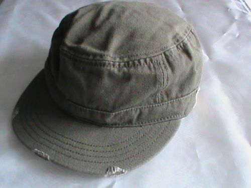 NWOT distressed cadet army revolutionary cap flat top hat green cotton lined AEO