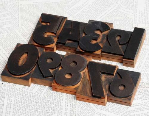 mixed numbers 0-9 letterpress wood printing blocks wood type number stamp stamps