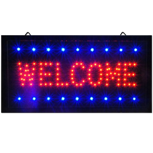 WELCOME open shop LED 19 x 10&#034; Sign Bright Store neon Bar On Off Switch Animated