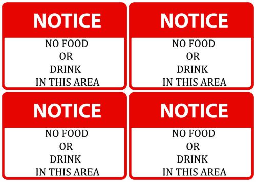 Notice no food or drink in this area library / office / computer rooms /  4 pack for sale
