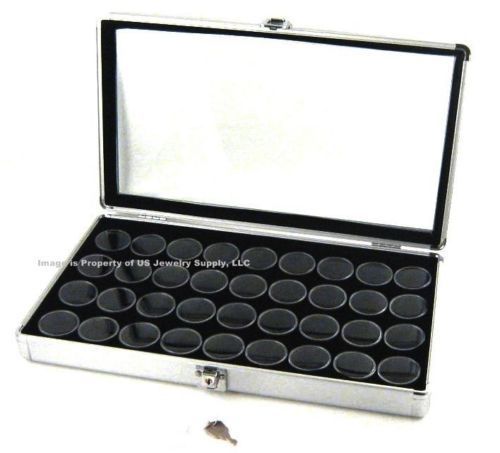 1 Locking Aluminum Display Case Box 36 Jar Black Gems Body Jewelry Gold Nuggets