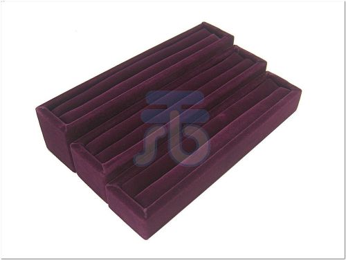 Purple Velvet 3 Tier Jewelry Display Ring Stand Case