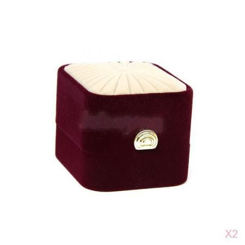 2x Square Velvet ENGAGEMENT WEDDING RING Gift Box Jewelry Storage Case Organizer