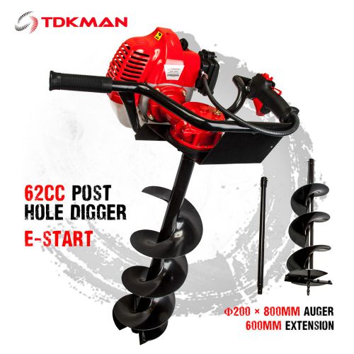 New tdkman 62cc petrol post hole digger earth auger 200mm drill fence borer bits for sale