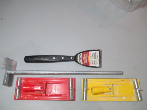 Drill powered drywall mud / paint mixing paddle /   2 drywall sanders / scraper for sale