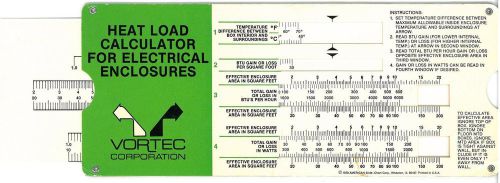 Vortec Enclosure Cooler Calculator Sizing Slide Rule - 1979 rare