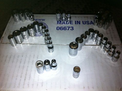 42 Piece Mix Lot 1/4&#034; Drive USA Made Sockets Sae And Mm