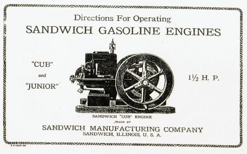 Sandwich Gas Engine Cub Junior Directions Book Manual Hit Miss Parts List Motor