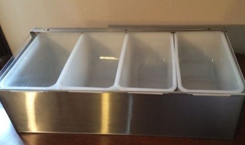 Vnt Bar Garnish Tray - Stainless Steel 4 Compartments Bar Drink Mixing