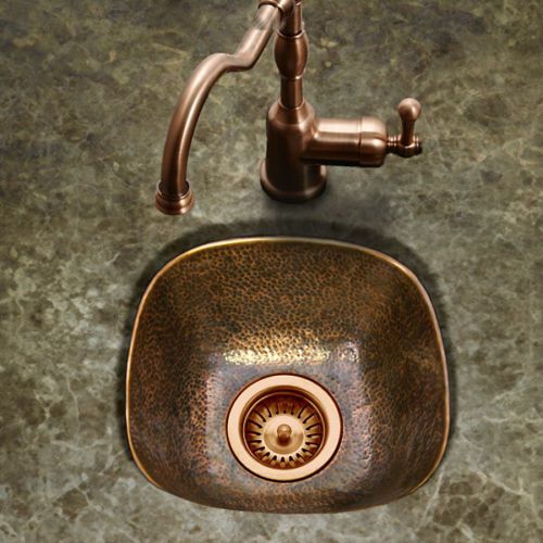17 7/8&#034; hammered copper undermount wet bar &amp; prep sink - pub &amp; restaurant sink for sale
