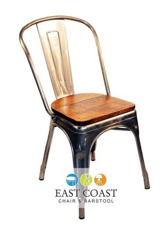 New Viktor Steel Restaurant Chair with Reclaimed Wood Seat