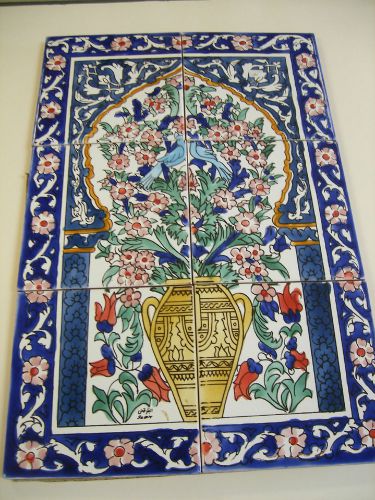 DECORATIVE CERAMIC TILES MOSAIC PANEL HAND PAINTED WALL MURAL TILE 18&#034; x 12&#034;