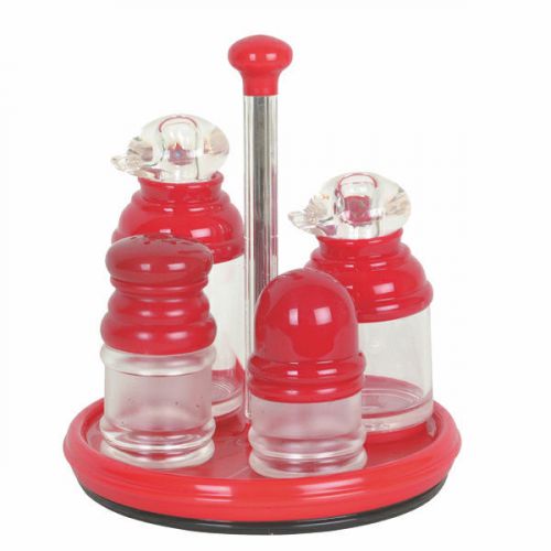 5pc/set revolving bottle set condiments red new for sale