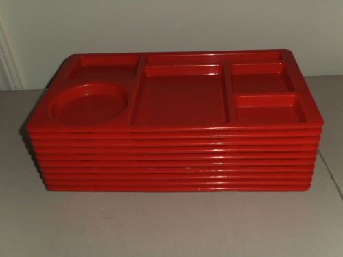 (10) CAMBRO RED 915CW SCHOOL CAFETERIA FOOD TRAYS*KIDS*Melmac